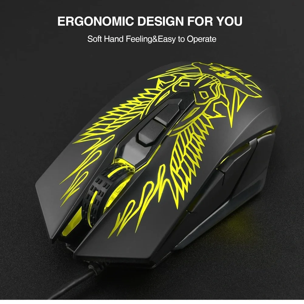 Gaming Mouse with Green LED Design